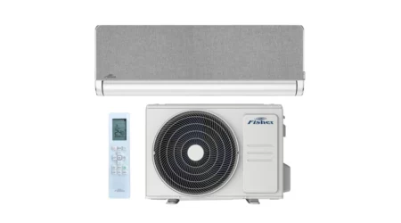 Fisher Art 3,5 kW Fehér - Ezüstszürke textil cserélhető előlappal FSAIF-Art-124AE3-W-GR/FSOAIF-Art-124AE3